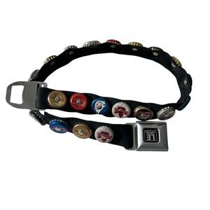 Little Earth Beer Adjustable Size 35in Bottle Cap Seatbelt Buckle Belt